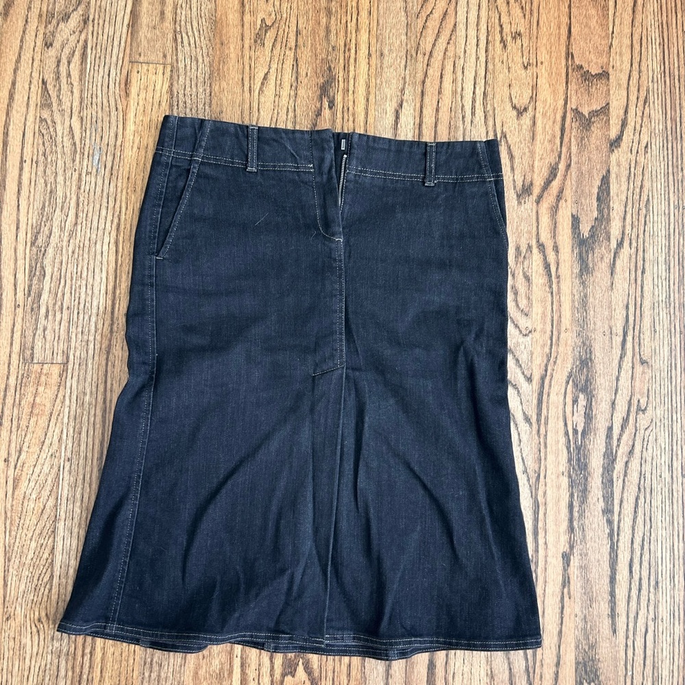 Theory Black Denim Skirt Knee-length